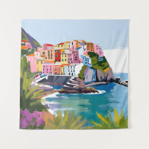 Manarola Cinque Terre Ligurien Italien Mittelmeer Wandteppich