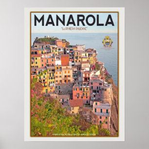 Manarola Vineyard Harbour - auf Weiß Poster