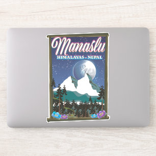 Manaslu Himalaya Nepal Reiseplakat Karte Aufkleber
