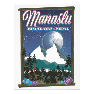 Manaslu Himalayas Nepal Reiseplakatkarte Fotodruck