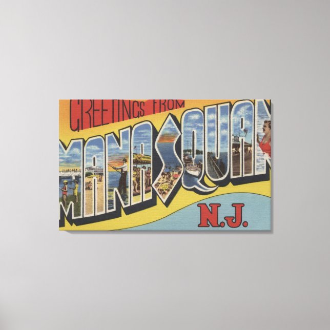 Manasquan, New Jersey - Große Buchstabenszenen 2 Leinwanddruck (Vorderseite)