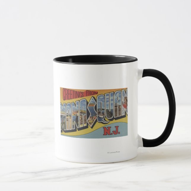 Manasquan, New Jersey - Große Buchstabenszenen Tasse (Rechts)