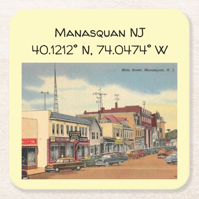 Manasquan NJ koordiniert Länge und Breite Rechteckiger Pappuntersetzer (Vorderseite)