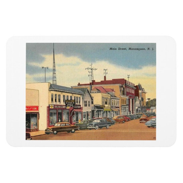 Manasquan NJ, Main St, Vintag Magnet (Horizontal)