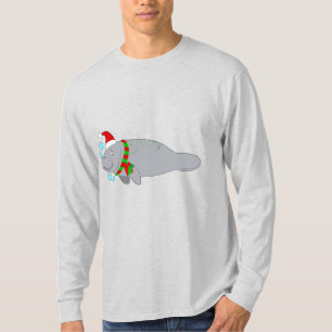 Manat mit Weihnachtsmannmütze und Scarf T-Shirt