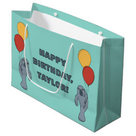 Manatee and Balloons Custom Birthday Party Große Geschenktüte