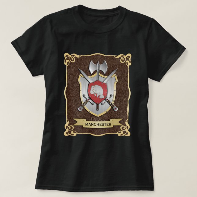 Manatee Battle Wappen Sigil Brown T-Shirt (Design vorne)