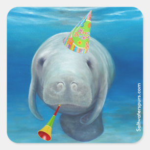 Manatee Birthday Stickers