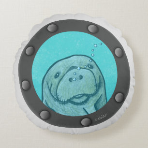 Manatee Bullauge Rundes Kissen