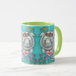 MANATEE CUPID, BLASEN UND HERZEN BUNTE VALENTINSKA TASSE
