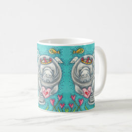 MANATEE CUPID, BUBBLES & HEARS FARBENFARBIGE VALEN KAFFEETASSE