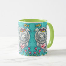 MANATEE CUPID, BUBBLES & HEARS FARBENFARBIGE VALEN