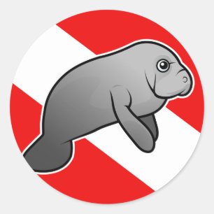 Manatee Dive Flag Runder Aufkleber