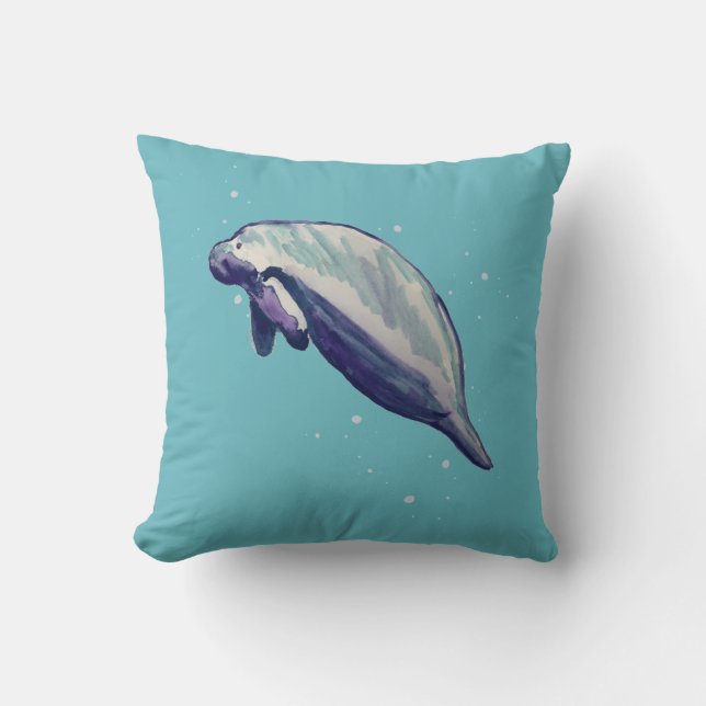 Manatee Floride Peinture animale Oreiller (Recto)
