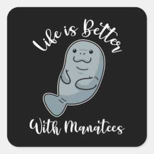Manatee Geschenke Männer Frauen Rettete die Manat Quadratischer Aufkleber