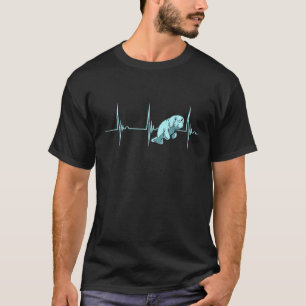 Manatee Herzschlag Seekuh Dugong EKG Pulseline Zoo T-Shirt