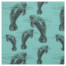 Manatee Illustration Muster Stoff