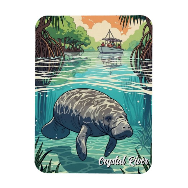 Manatee im Crystal River Florida Magnet (Vertikal)