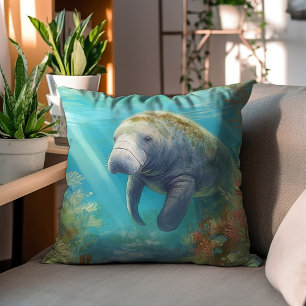 Manatee im Meer Kissen