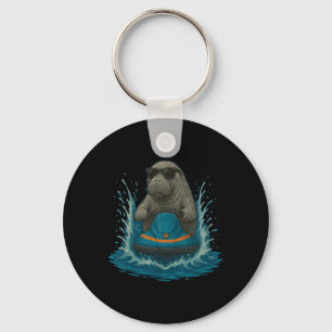 Manatee mit Sungles Dugong Wassersport Grafik De Schlüsselanhänger