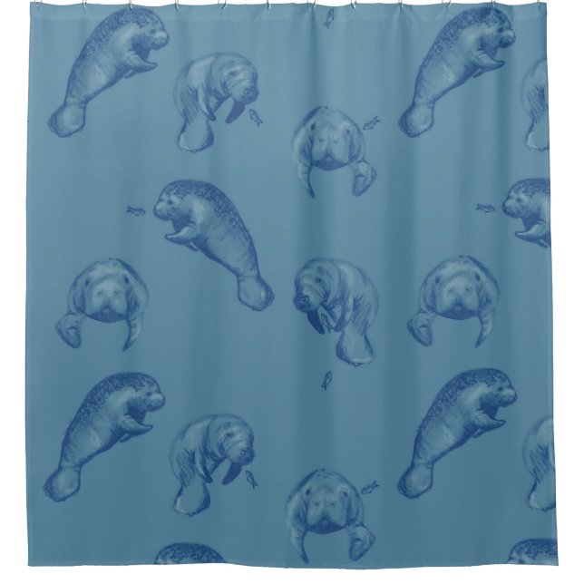 Manatee Ocean bleu rideau de douche (Devant)