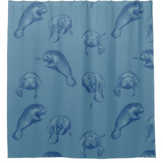 Manatee Ocean Blue Duschvorhang