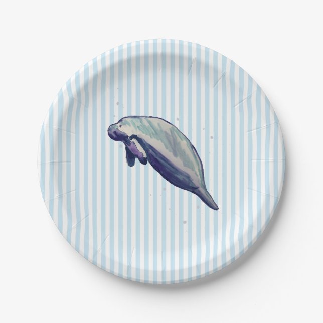 Manatee Painting Beach Decor Glass Untersetzer Pappteller (Vorderseite)
