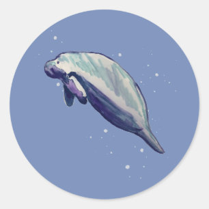 Manatee Painting Ocean Party Danke Stickers