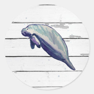 Manatee Painting Ocean Party Danke Stickers