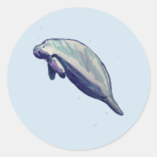 Manatee Peinture Ocean Party Stickers Merci