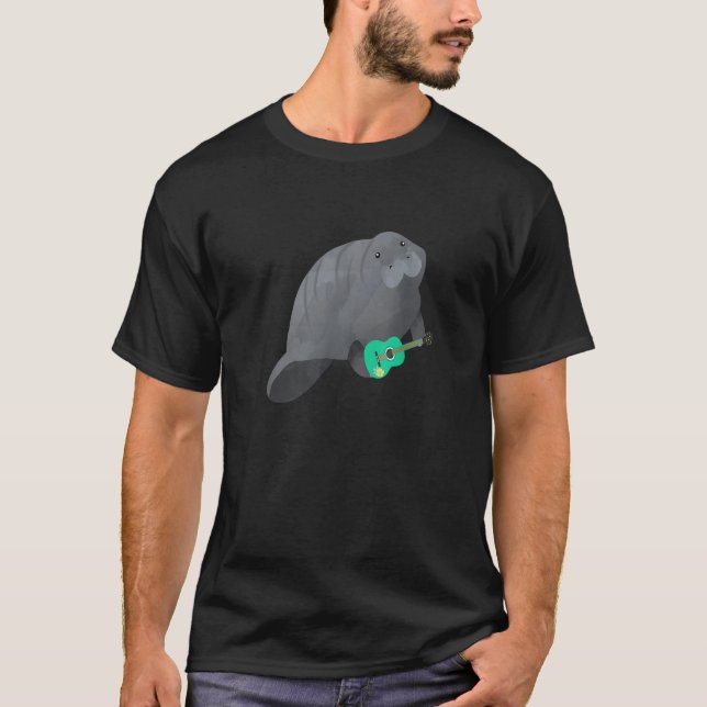 Manatee Playing Aquamarin Ukulele Guitar Hawaii Fl T-Shirt (Vorderseite)