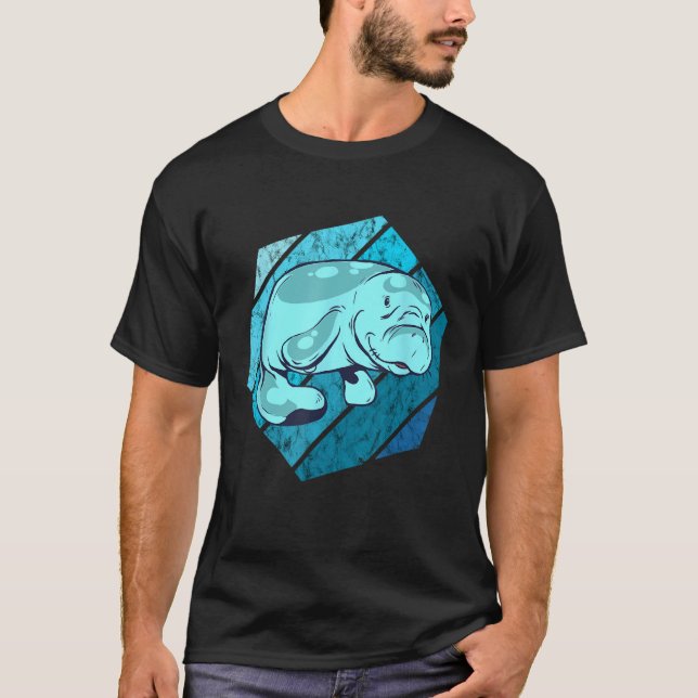 Manatee Retro Aquatic Animal Sea Cow Niedlich Sea  T-Shirt (Vorderseite)