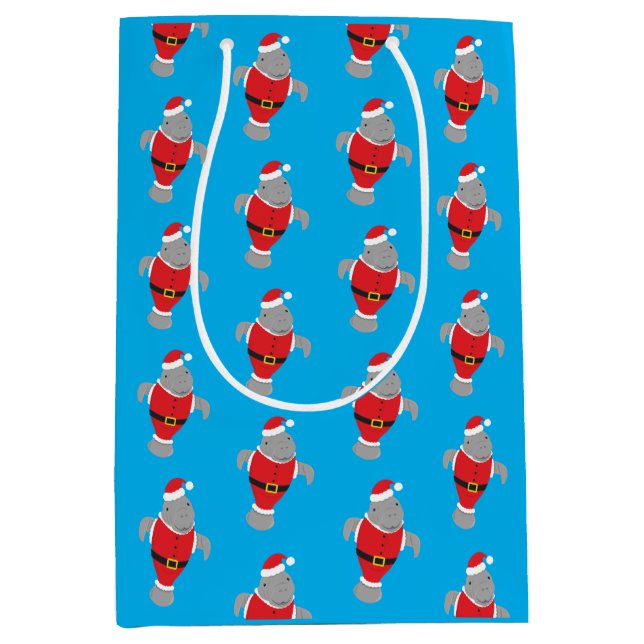 Manatee Santa Outfit Animal Novelty Mittlere Geschenktüte (Vorderseite)