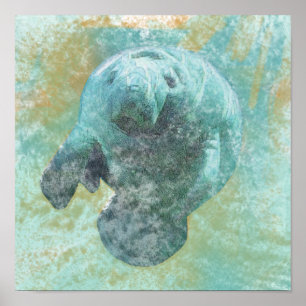 Manatee Sea Cow Art Glosse Poster
