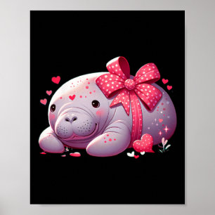 Manatee Valentinstag Herzen Tier Meer Ozean Poster