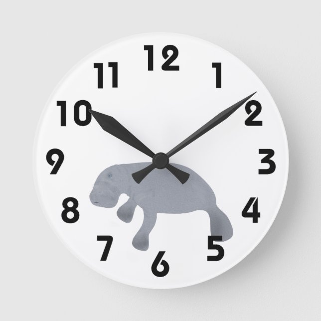 Manatee Wall Clock Runde Wanduhr (Vorderseite)