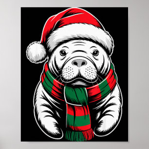 Manatee Weihnachten Santa Hut F Weihnachtskostüm  Poster