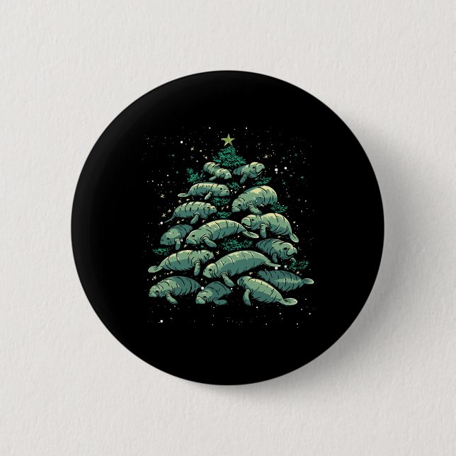 Manatee Weihnachtsbaum Manatee Xmas Boys & amp; Wo Button (Vorderseite)
