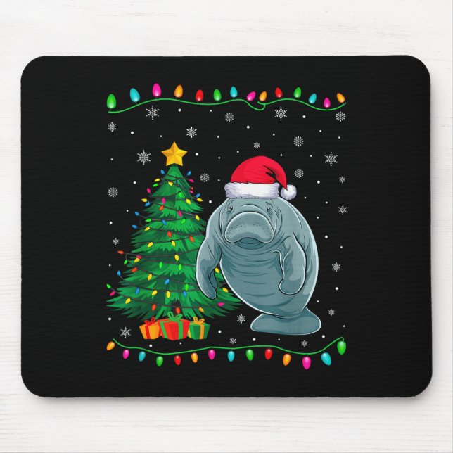Manatee-Weihnachtsmannmütze Männer Frauen Kinder W Mousepad (Vorne)