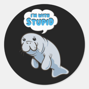 ManateeI ist mit dem Dummkopf Runder Aufkleber