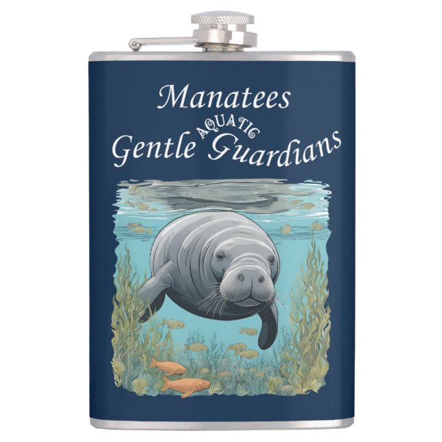 Manatees Gentle Aquatic Guardians Flachmann (Vorderseite)