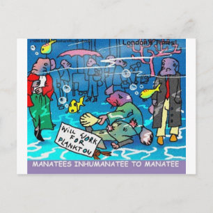 Manatees Unmenschliche Manatee Lustige T-Shirts Ta Postkarte