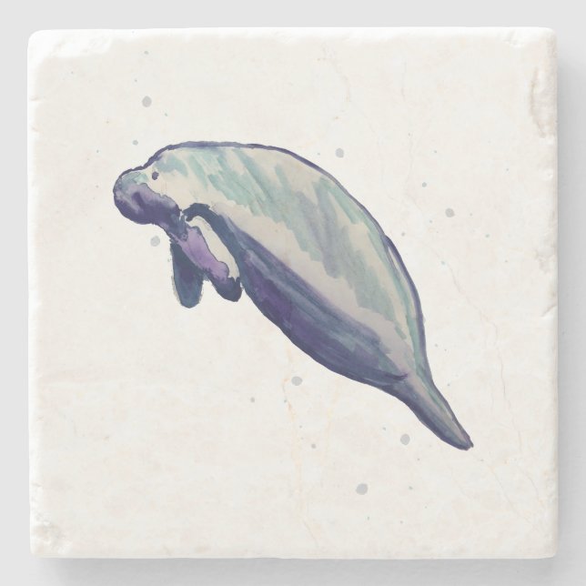 Manategemälde Florida Springs Tiere Steinuntersetzer (Vorderseite)