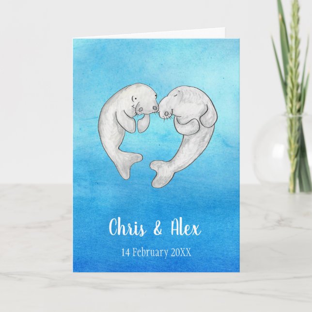 Manates en amour carte mariage (Devant)