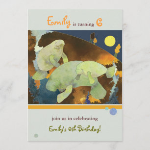 Manatis-Familien-Kindergeburtstag-Party Einladung