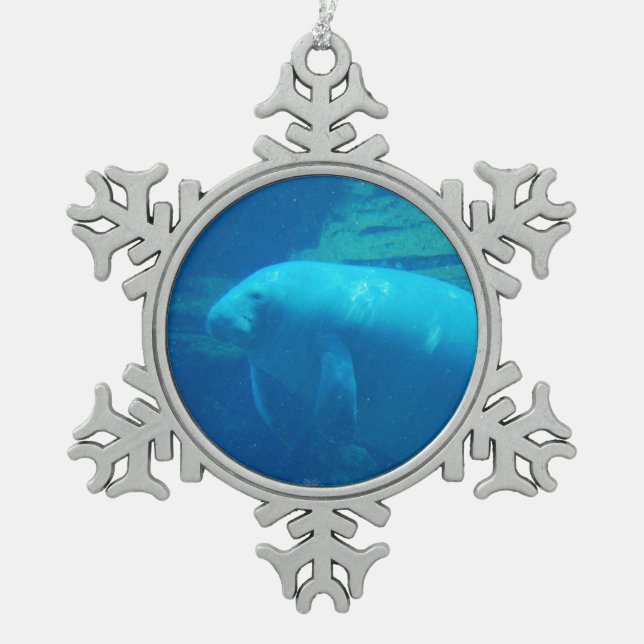 Manatis Schneeflocken Zinn-Ornament (Vorderseite)