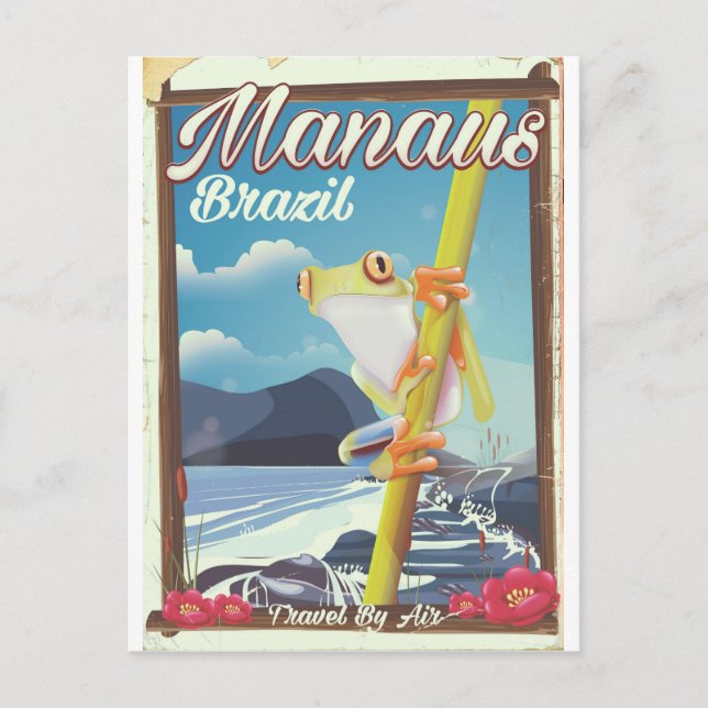 Manaus Brazil Vintage Reiseplakat Postkarte (Vorderseite)