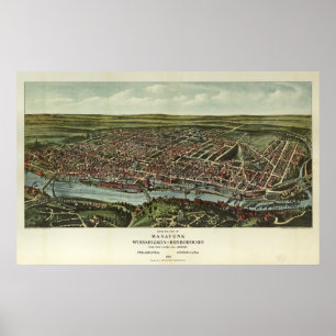 Manayunk Wissahickon Roxborough PA Luftkarte Poster