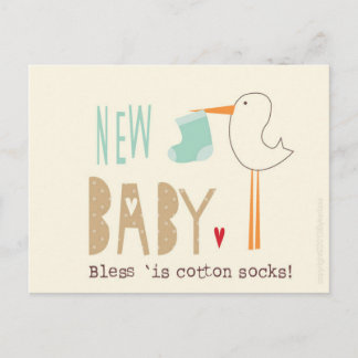 Manc Card - New Baby Boy Bless ist eine Baumwollso Ankündigungspostkarte