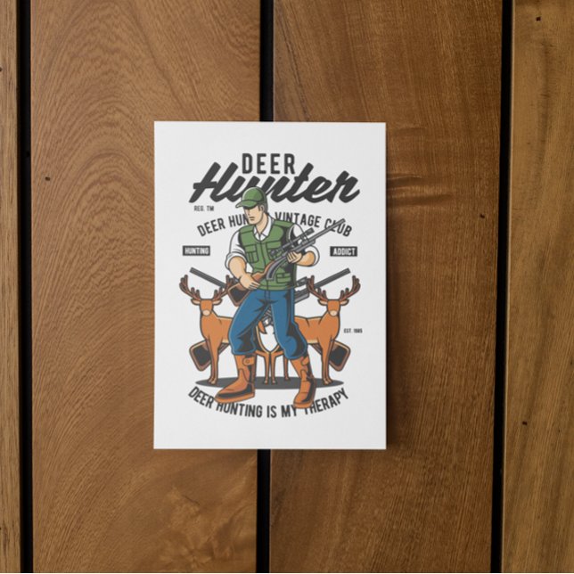 Mancave des Vintagen Hirschjägerkurses Postkarte (deer hunter vintage postcard)